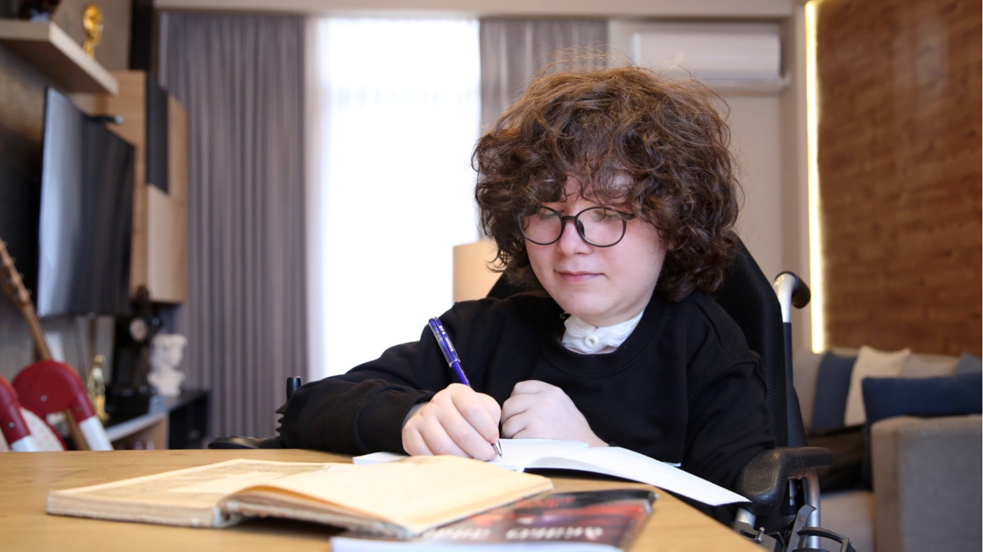 A student studying